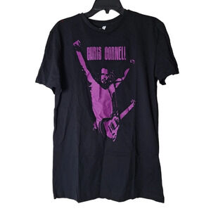Chris Cornell Black Purple Short Sleeve Graphic Tee Unisex‎ Size Large